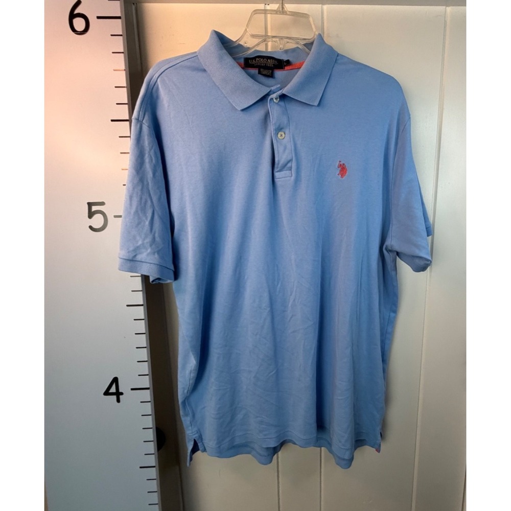 U.S. Polo Assn. Luxury Feel Light Blue Polo Shirt Short Sleeves Large Men's